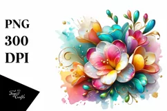 Colorful Freesia Watercolor | Clipart Product Image 1