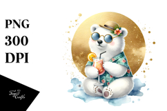 Otter in Beachwear Watercolor PNG Product Image 1