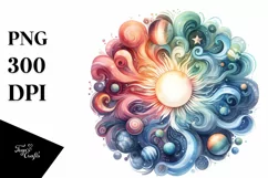 Colorful Pastel Sun Watercolor | Clipart Product Image 3