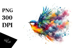 Colorful Bird Made of Splashes PNG Product Image 1