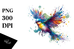 Colorful Bird Made of Splashes PNG Product Image 1