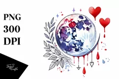 Moon Sketches, Watercolor PNG Product Image 1