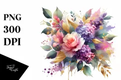 Colorful Bouquet with Vibrant Lilac | Clipart Product Image 3