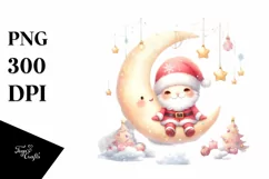 Santa on Moon with Snowflakes, High-Res PNG Product Image 3