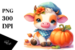 Sublimation Cute Baby Cow Clipart Product Image 1