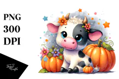 Cute Baby Cow with Pumpin | Clipart Product Image 1