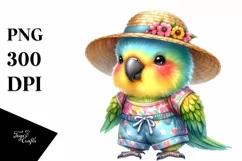 Colorful Baby Parrot Dressed for Summer Clipart Product Image 3