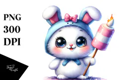Vibrant Goofy Cute Baby Rabbit PNG Product Image 1