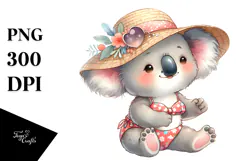 Digital Watercolor Cute Baby Koala PNG Product Image 1