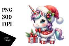 Cute Baby Unicorn Dressed for Christmass | Sublimation Product Image 1