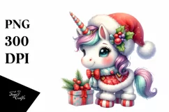 Cute Baby Unicorn Dressed for Christmass | Sublimation Product Image 1