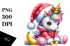 Cute Baby Unicorn Dressed for Christmass | Sublimation Product Image 1