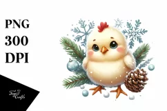 Cute Winter Chicken Clipart PNG Product Image 1