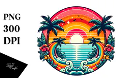 Retro Tropical Rainbow Sunset, 20 oz Tumbler Product Image 1