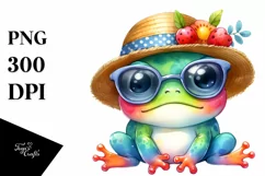 Colorful Summer Baby Frog with Sun es and Sun Hat | Product Image 1