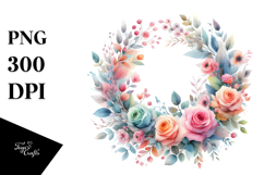 Colorful Abstract Watercolor Whreath Clipart Product Image 1