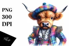 Colorful Baby Highland Cow Dancer PNG Product Image 1