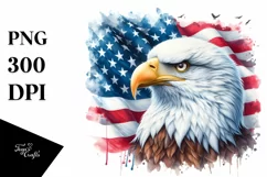 Detailed Watercolor Patriotic Bald Eagle | Sublimation | Product Image 1