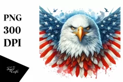Detailed Watercolor Patriotic Bald Eagle | Sublimation | Product Image 3