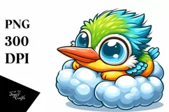 Colorful Baby Napping Kingfisher Clipart Product Image 3