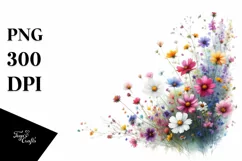 Wild Flower Watercolor Vibrant | Sublimation | Clipart Product Image 1