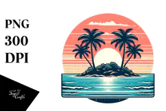 Retro Tropical Island Sunset, 20 oz Tumbler Product Image 1