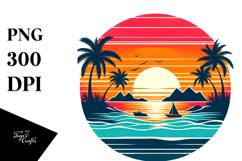 Retro Tropical Island Sunset, 20 oz Tumbler Product Image 1