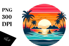 Retro Tropical Island Sunset, 20 oz Tumbler Product Image 1