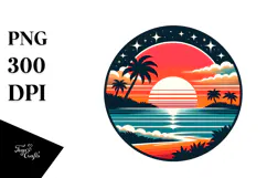 Retro Tropical Island Sunset, 20 oz Tumbler Product Image 1