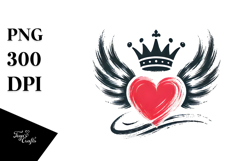 Heart with Wings and Crown, PNG Product Image 1