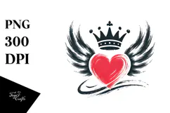 Heart with Wings and Crown, PNG Product Image 1