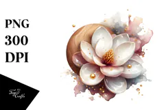 Glossy Magnolia with Golden Insertions, -Like Material, PNG Product Image 1