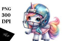 Cute Baby Unicorn with Football Helmet | Clipart Product Image 1