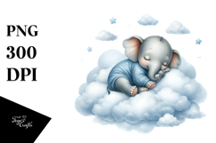 Baby Elephant Dressed and Sleeping PNG Product Image 1