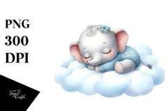 Baby Elephant Dressed and Sleeping PNG Product Image 1