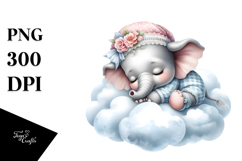 Baby Elephant Dressed and Sleeping PNG Product Image 1
