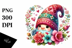 Colorful Valentines Gnome with Detailed Hat PNG Product Image 1