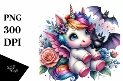 Colorful Unicorn Bat PNG Product Image 1