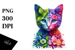 Abstract Vibrant Watercolor Kitten, 20 oz Tumbler Product Image 1