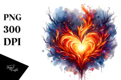 Fire Heart Digital Painting, PNG Product Image 1