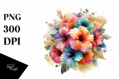 Colorful Hibiscus Bouquet | Clipart Product Image 1