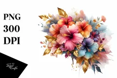 Colorful Hibiscus Bouquet | Clipart Product Image 1