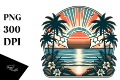 Vintage Beach Sunset Clipart Product Image 1
