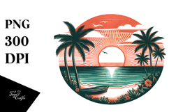 Vintage Tropical Beach Sunset T-Shirt Vector Product Image 1