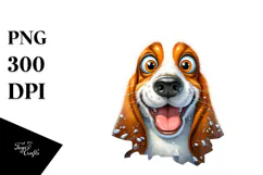 Crazy Basset Hound Sticking out Through Ice | Clipart Product Image 1