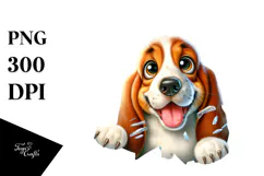 Crazy Basset Hound Sticking out Through Ice | Clipart Product Image 1