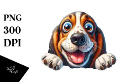 Crazy Basset Hound Sticking out Through Ice | Clipart Product Image 1