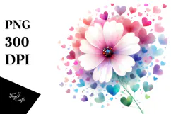 Colorful Boho Flower with Heart Petals PNG Product Image 1