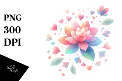 Colorful Boho Flower with Heart Petals PNG Product Image 1