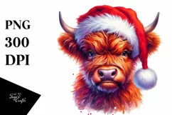 Angry Looking Baby Highland Cow PNG Product Image 1